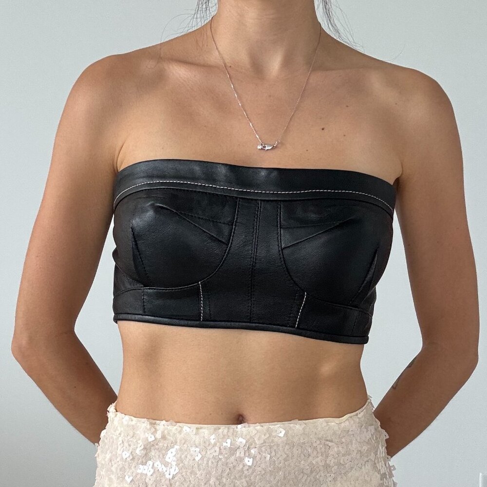 Calvin Klein collection leather and silk top size 2